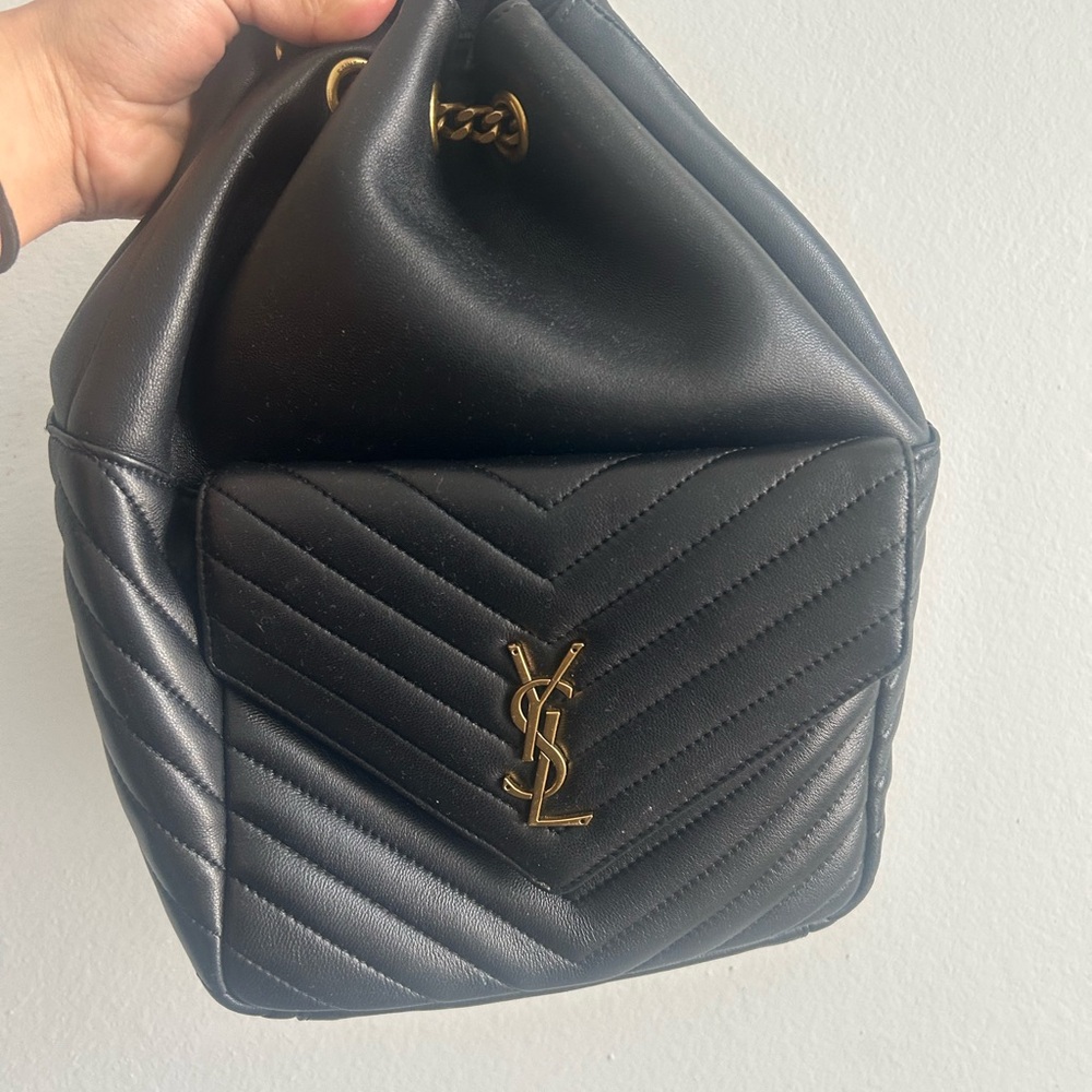 Yves Saint Laurent Black and Gold Backpack
